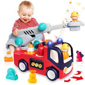 اسباب بازی ماشین آتش نشانی موزیکال هولی تویز Hola Toys مدل E8998 _ماشین اسباب بازی